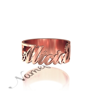 Alicia--Carrie-Style Name Ring in 14k Rose Gold