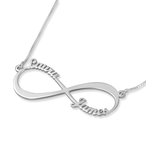 Double Thickness Infinity Double Name Necklace, Sterling Silver