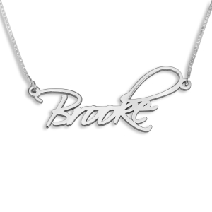 Signature Script Double Thickness Name Necklace, Sterling Silver