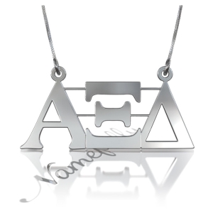 Sorority Necklace with Greek Letters - "Alpha Xi Delta" in Sterling Silver