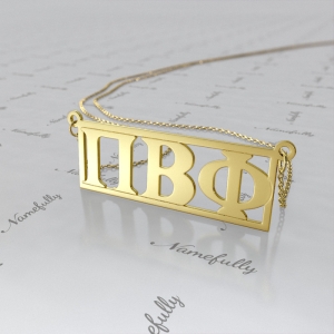 Sorority Greek Necklace with Personalized Letters - "Pi Beta Phi" in 14k Yellow Gold