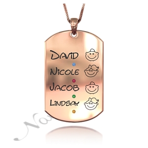 Mom Necklace with childrens' Names and Birthstones in Rose Gold Plated