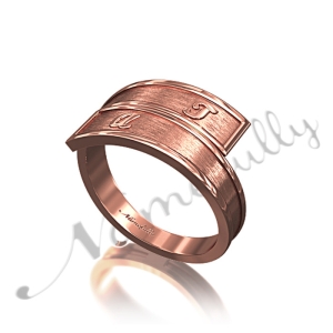 Customized Ring with Two Initials and Bypass Style in 14k Rose Gold