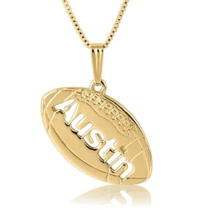 Football Name Necklace, Classic Cut-Out,  24k Gold Plated