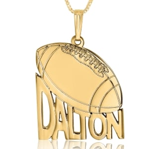Football Name Necklace, Classic,  24k Gold Plated
