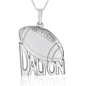 Football Name Necklace, Classic in Sterling Silver