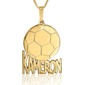 Soccer Name Necklace, Classic,  24k Gold Plated