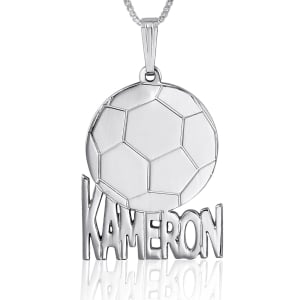 Soccer Name Necklace, Classic in Sterling Silver