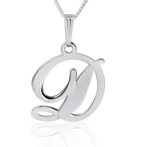 14K White Gold Initial Pendant, Luxe Single Initial