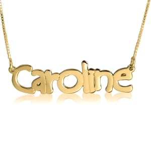 Caroline Print Classic Name Necklace, 24k Gold Plated