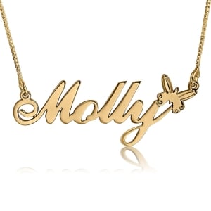 Butterfly Name Necklace, 24k Gold Plated, Molly Style