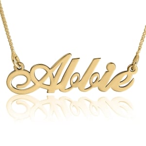 New Script Name Necklace, 24k Gold Plated