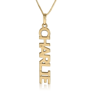 Vertical Name Necklace, 24k Gold Plated Print