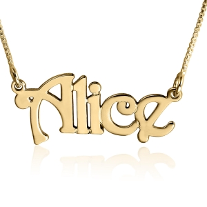 14K Gold Victorian Style Name Necklace