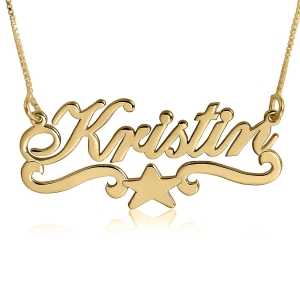 Gold Plated Name Plate, Embellished Star