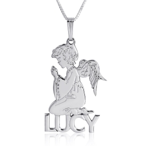 Guardian Angel Name Necklace, Sterling Silver