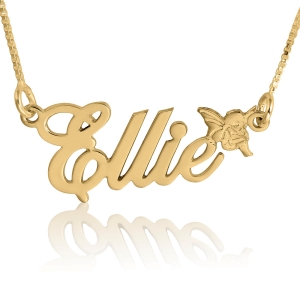 Angel Name Necklace, 24k Gold Plated