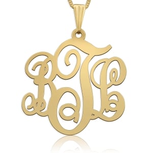 14k Gold Monogram Necklace, Classic
