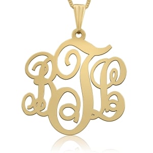 Classic Monogram Necklace, 24k Gold Plated