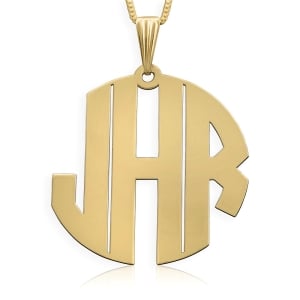 14k Gold Monogram Necklace, Bold Style