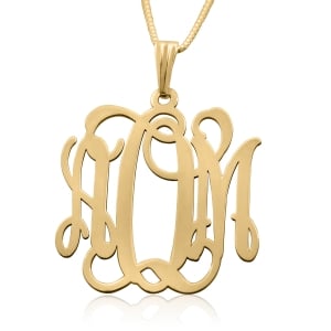 Lacy Monogram Necklace, 24k Gold Plated