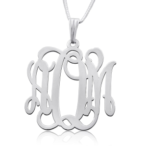 14k White Gold Lacy Monogram Necklace