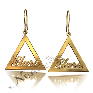 Carrie Style Earrings with Cut Out Triangles in 14k Yellow Gold