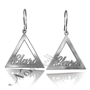 Carrie Style Earrings with Cut Out Triangles in 14k White Gold