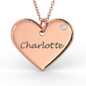 Heart Necklace with Diamond in 14K Rose Gold 