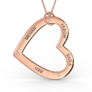Heart Necklace Cutout with Diamond in 14K Rose Gold