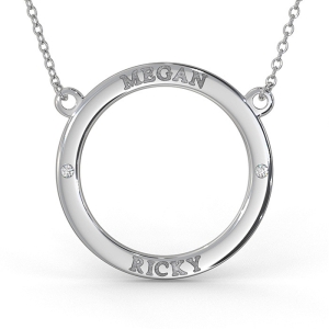 Couples Circle Necklace with Diamond in Sterling Silver