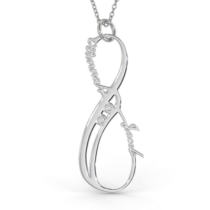 Vertical Infinity Necklace with Diamond in 14k White Gold
