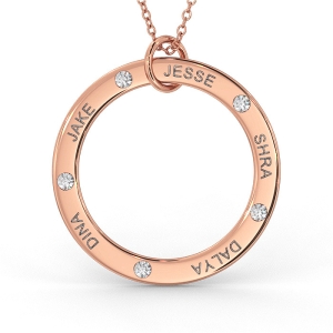 Circle Mom Necklace with Diamond in 14K Rose Gold