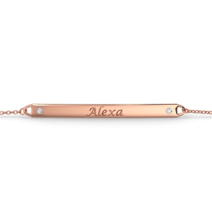 Rose Gold Plated Women's ID Bracelet with Diamond