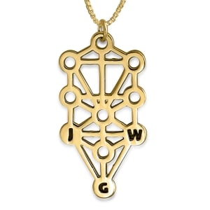 Gold Plated Initials Pendant, Kabbalah, Three Letters