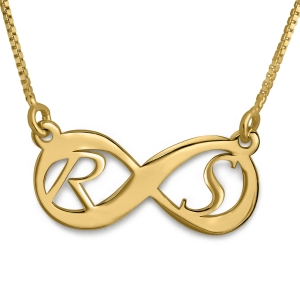 Infinity Couples Initial Necklace, 24k Gold Plated