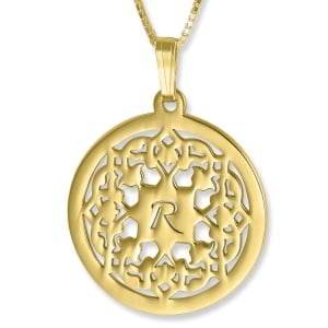 Celtic Vines, Laser-Cut Single Initial Pendant, 24k Gold Plated