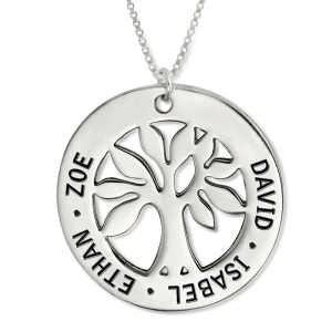 Mother's Family Tree Name Necklace, Sterling Silver