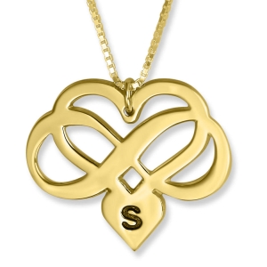 Infinity Heart Initial Pendant, 24k Gold Plated Silver