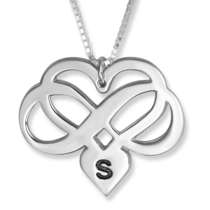 Infinity Heart Initial Pendant, Sterling Silver