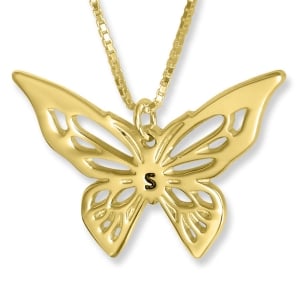 Butterfly Initial Pendant, 24k Gold Plated Silver