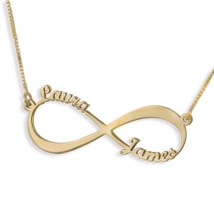 Infinity Name Necklace, Two Names, Gold Plated