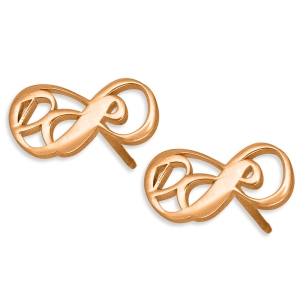 24k Rose Gold Plated Silver Double Infinity Personalized Initials Stud Earrings