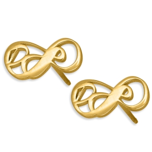 24k Gold Plated Silver Double Infinity Personalized Initials Stud Earrings