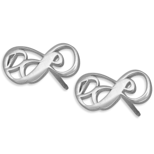 Sterling Silver Double Infinity Personalized Initials Stud Earrings