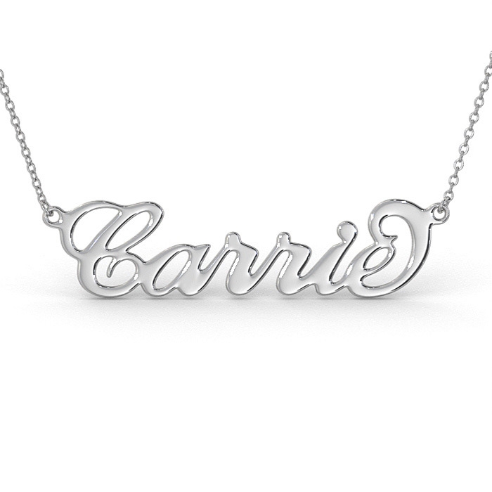 14k White Gold Carrie Name Necklace - 1