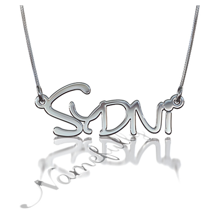 10k White Gold Customized Name Necklace - "Sydni" - 1