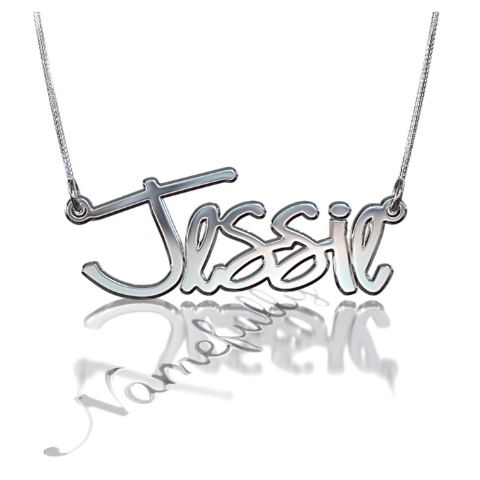 10k White Gold Customized Name Necklace - "Jessie" - 1