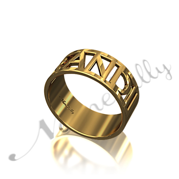 Fashionable Gold Plated Initial Name Ring, Women Ring, Gift For Mom |  letterrings.store