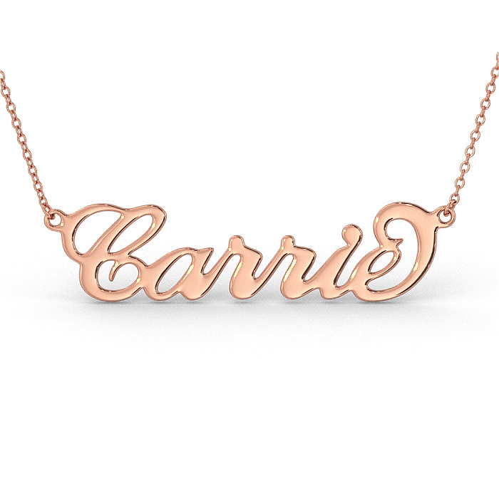 18k Solid Rose Gold Carrie Name Necklace - 1